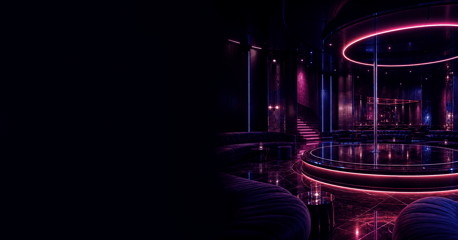 The neon-lit XS gentlemen's club and afterhours lounge
